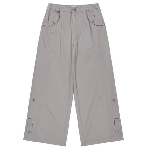 코이세이오 워시드 버튼 탭 팬츠 그레이