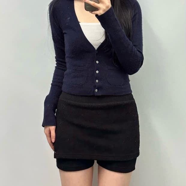 아베크롬비 산양로고 케시미어 네이비 니트 가디건