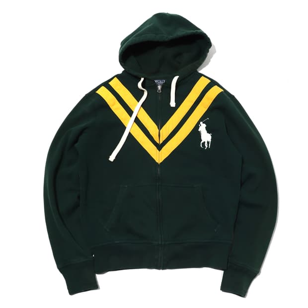 POLO RALPH LAUREN 기모 그린 후드 집업 size M