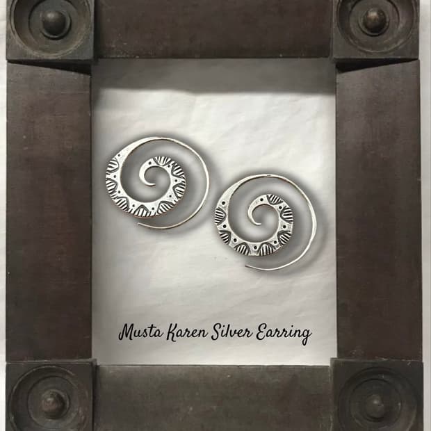 Karen Silver Spiral Ethnic Earrings