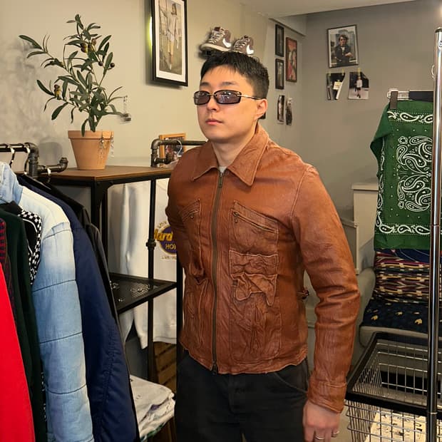 Slap shot multi pocket lampskin jacket