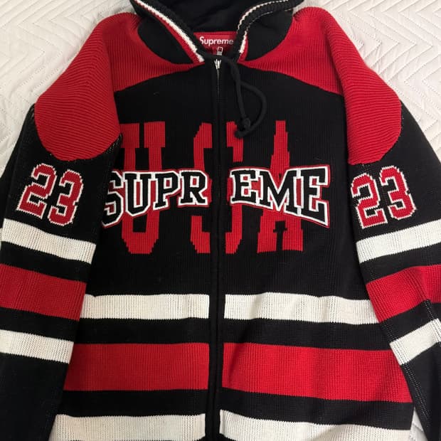 슈프림 USA 집업 후드 블랙 23FW