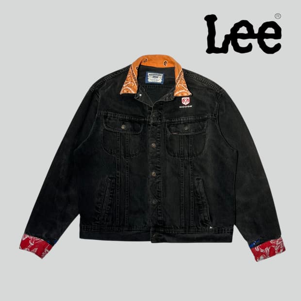 [L]00's LEE 블랙 데님 리워크 트러커 자켓