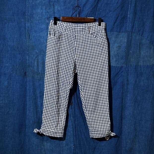 26-28 ) JPN Ribbon Gingham Capri Pants