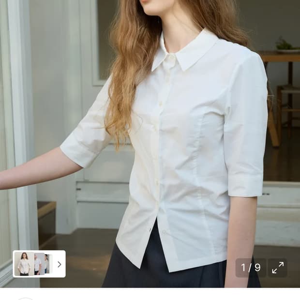 레터프롬문 페이브 슬림핏 5부 셔츠