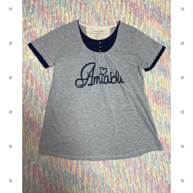 그레이 도트 레이어드 티셔츠