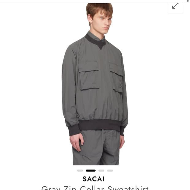 Sacai 나일론 포켓 맨투맨 회색