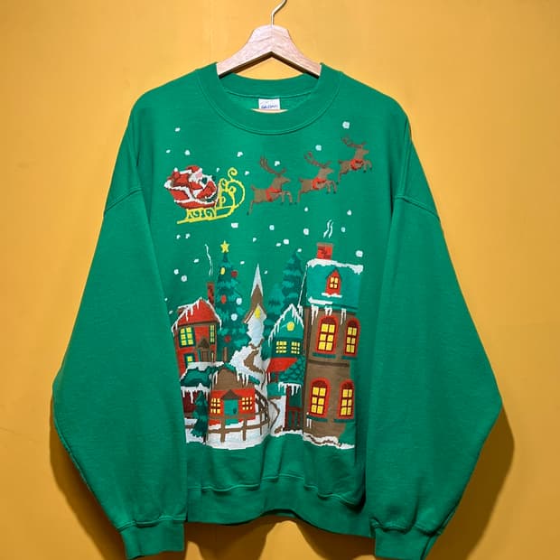 [2XL] 길단 바디 크리스마스 그래픽 그린 스웻셔츠