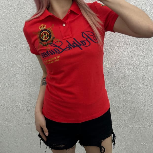 폴로 랄프로렌 y2k 레드 카라 반팔 XS