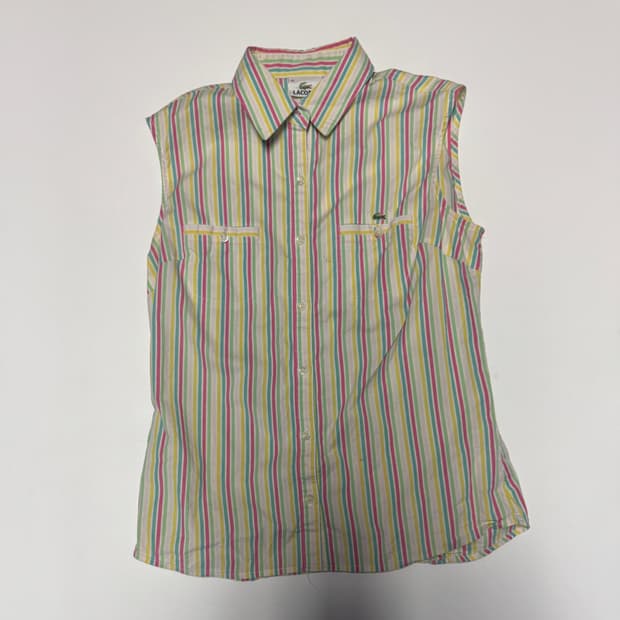 여성 라코스테 레트로 빈티지 스트라이프 나시 셔츠