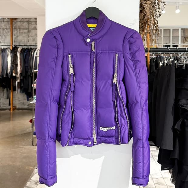 디스퀘어드2 퍼플 바이커 다운 푸퍼 자켓