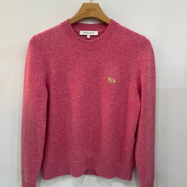 메종키츠네 폭스 패치 핑크 니트 