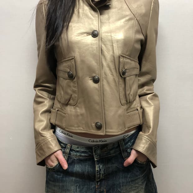 빈티지 골드 양가죽 자켓