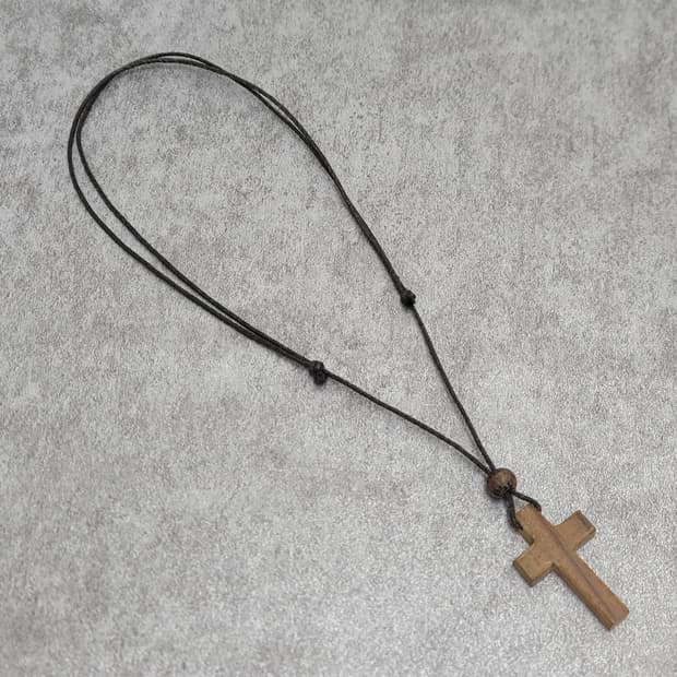 우드 십자가 빈티지목걸이