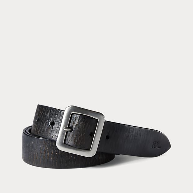 RRL 핸드버니시 레더벨트 블랙 36