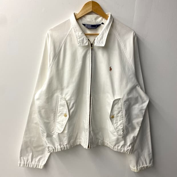 [L] 90s Polo 폴로 랄프로렌 화이트 코튼 해링턴 자켓