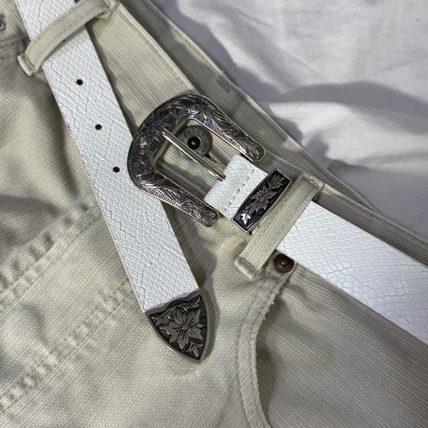 빈티지 크로커다일 웨스턴 벨트