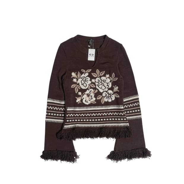 Axara 꽃 프린지 디테일 니트 (france)  