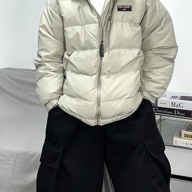 폴로 스포츠 90s 라이트 베이지 패딩 105
