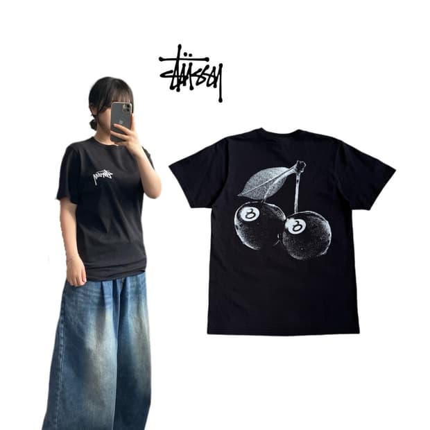 스투시 블랙 체리 반팔 티셔츠