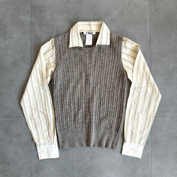 끌로에 피비파일로 브라운 니트 셔츠