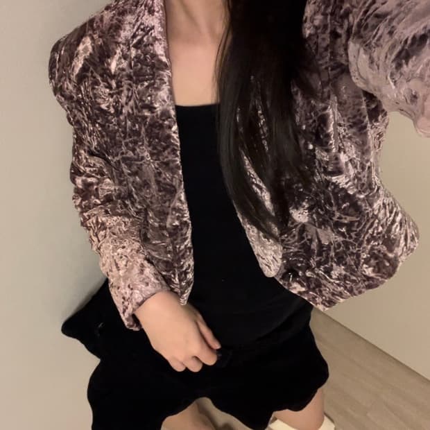 pink crack velvet jacket