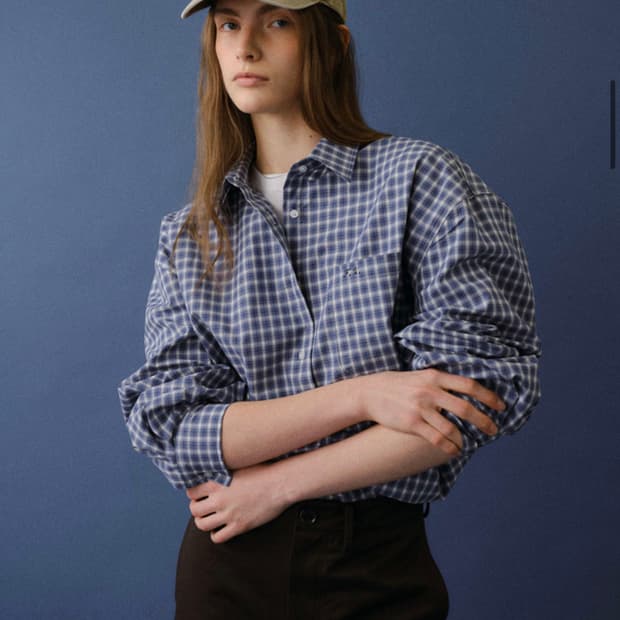 thefeu pocket check shirt(blue)