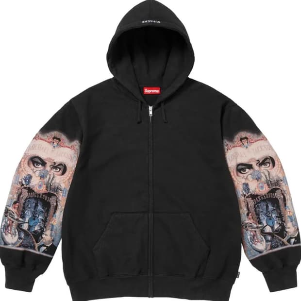 슈프림 x 마이클 잭슨 후드집업 블랙 m사이즈