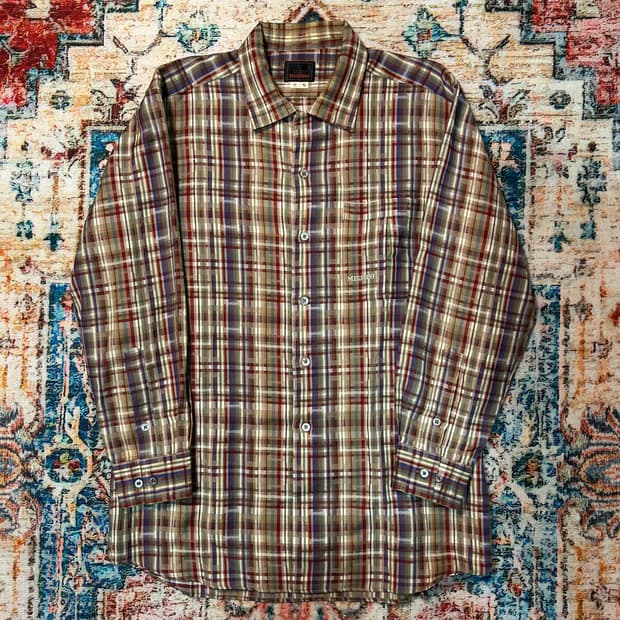 [L] 80s 미쏘니 자수로고 체크 셔츠