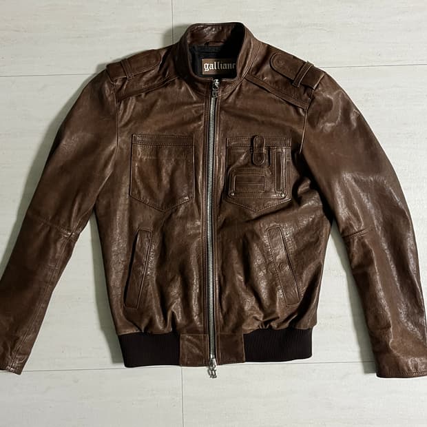 John Galliano(존 갈리아노) 브라운 양가죽자켓 46사이즈