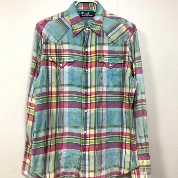 폴로 랄프로렌 나바호 체크패턴 웨스턴 코튼셔츠 S _ 멀티컬러