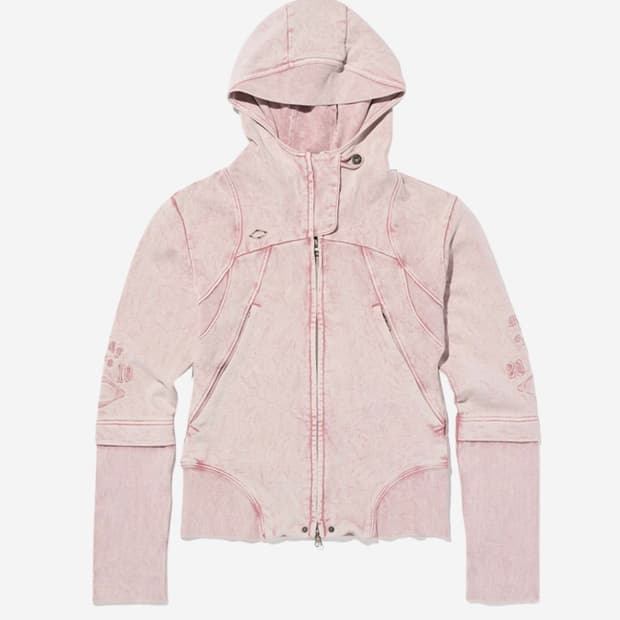 Mischief Cut Off Hoodie Washed Pink 