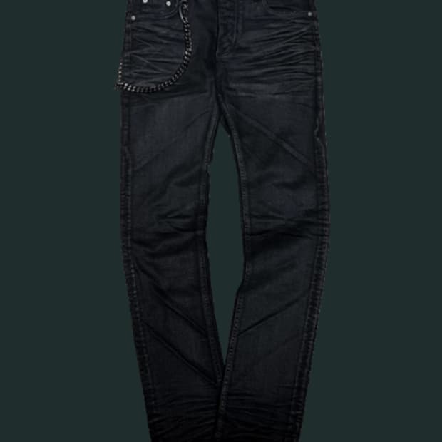 [2] 언더마이카 블랙 볼드 체인 슬림 스트레이드 왁스 진