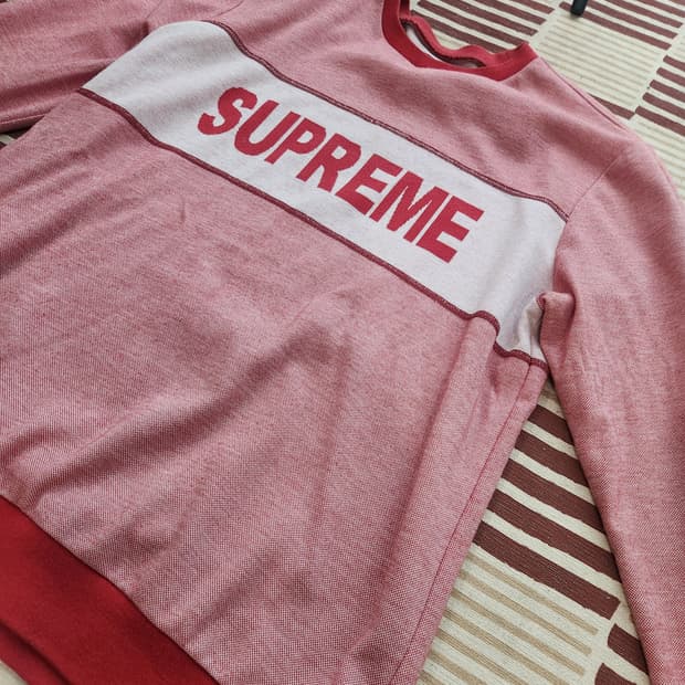 슈프림 토날 스트라이프 로고 크루넥 니트 (L)