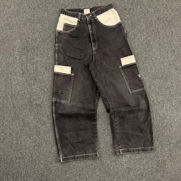 M)도그타운 빈티지 사이드 포켓 흑청 힙합 데님 팬츠