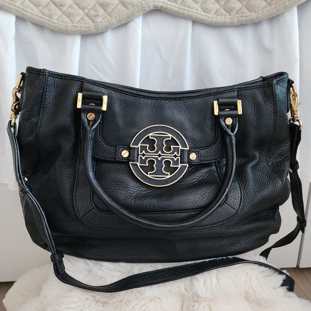 토리버치 블랙 레더 토트백 숄더백