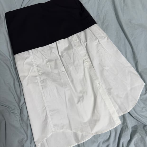 ZARA 콘트라스트 포플린 미디스커트