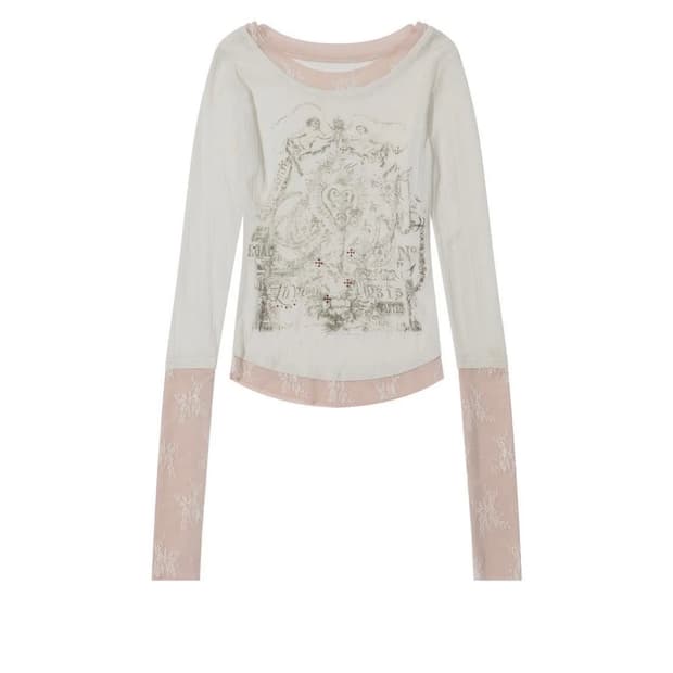 스컬프터 Triple Lace Layered Tee 아이보리 M