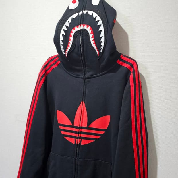 아디다스 x 베이프 샤크후드블랙 100 / L