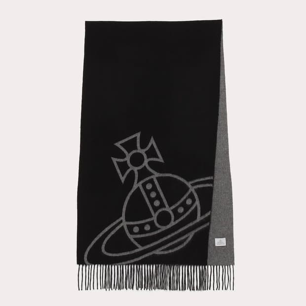 비비안웨스트우드 리버시블 머플러 블랙/그레이 