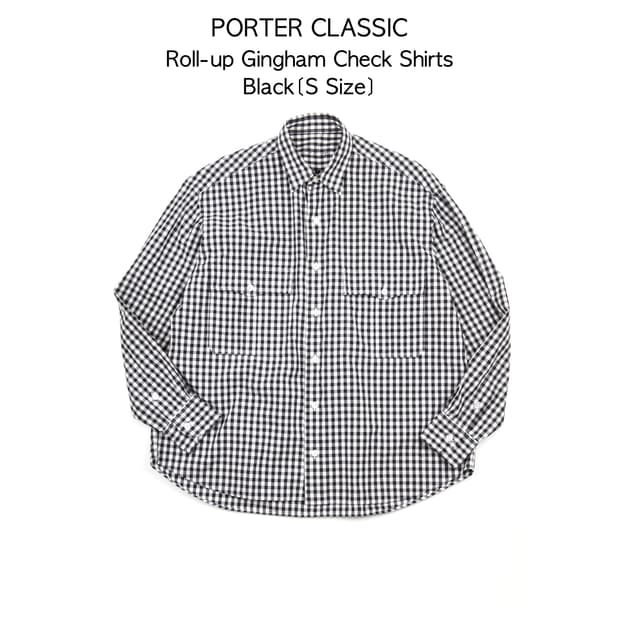 Porter classic 롤업 깅엄체크셔츠 블랙