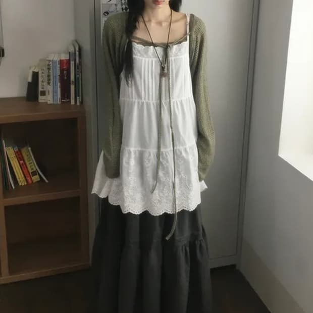 빈티지 와플 볼레로 카키