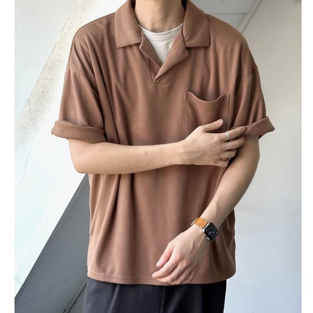Rayon poly sweat fabric wide polo top