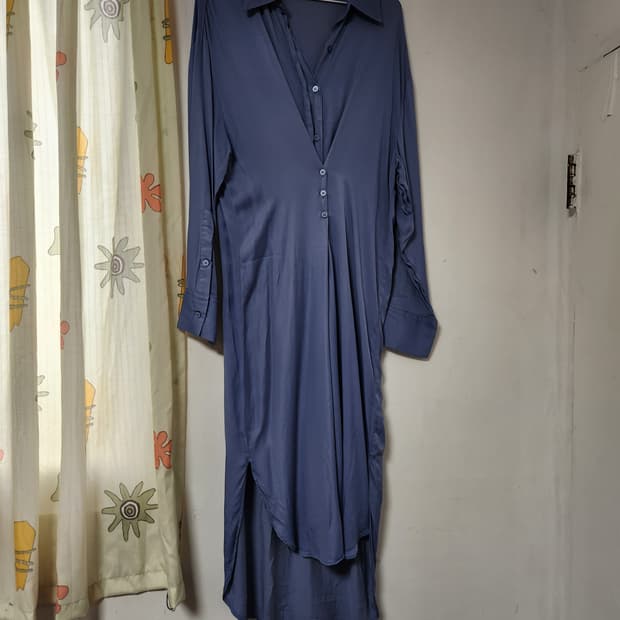 H&M 블루 셔츠형 롱 원피스 165/84A