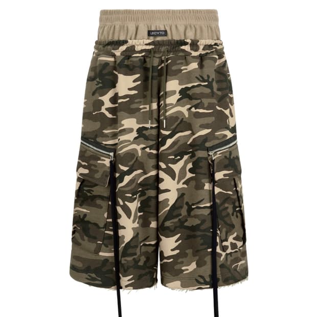 Layered Camo Bermuda Pants_[Beige]