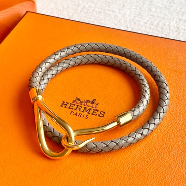 에르메스 점보 그레이 금장 팔찌 2way 타입