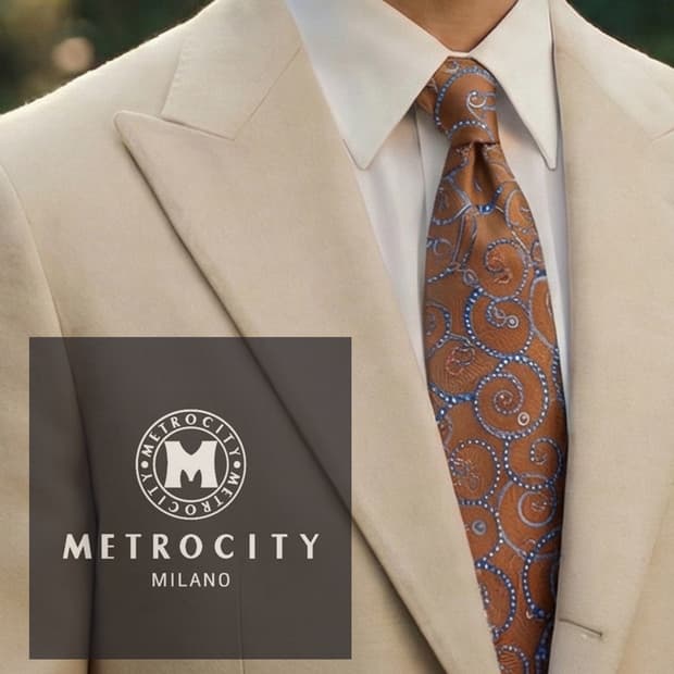 메트로시티 실크 브라운 패턴 넥타이 8.9cm A+등급 A19650