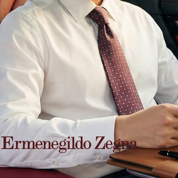 제냐 실크 브라운 자카드 패턴 넥타이 9.2cm A+등급 K1710
