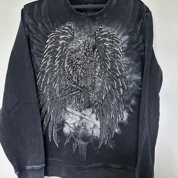 PREPOTENTE 브랜드의 독특한 독수리 프린팅 맨투맨