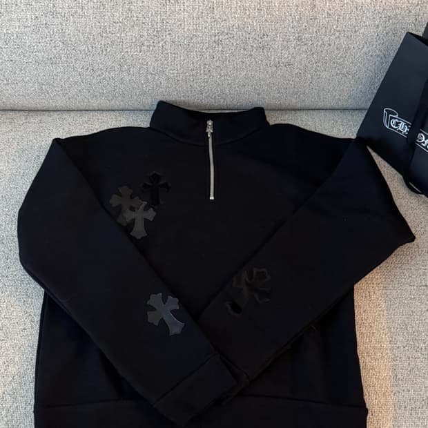 크롬하츠 크로스 레더 패치 하프 집업